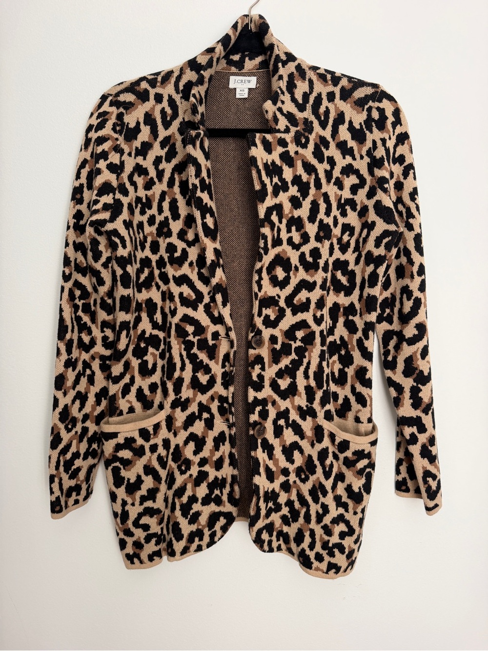 J. Crew Factory Women's Leopard Print Cardigan Jacket- Tan/Black